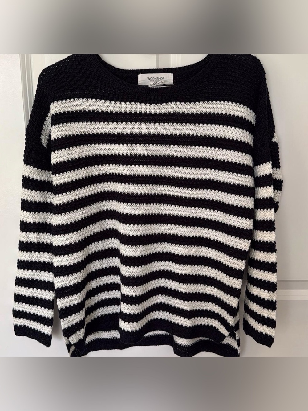 Workshop Republic Clothing Striped Navy and White Crewneck Sweater